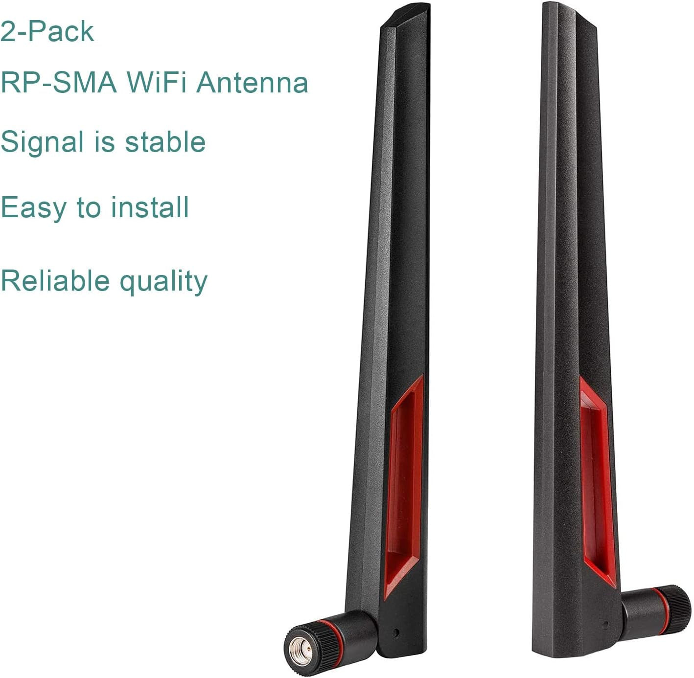 Wifi Antenna with RP-SMA Male Connector, 2.4Ghz 5Ghz 5.8Ghz Dual Band Antenna for PCI-E Wifi Network Card USB Wireless Camera Router Hotspot Etc. 2Pcs