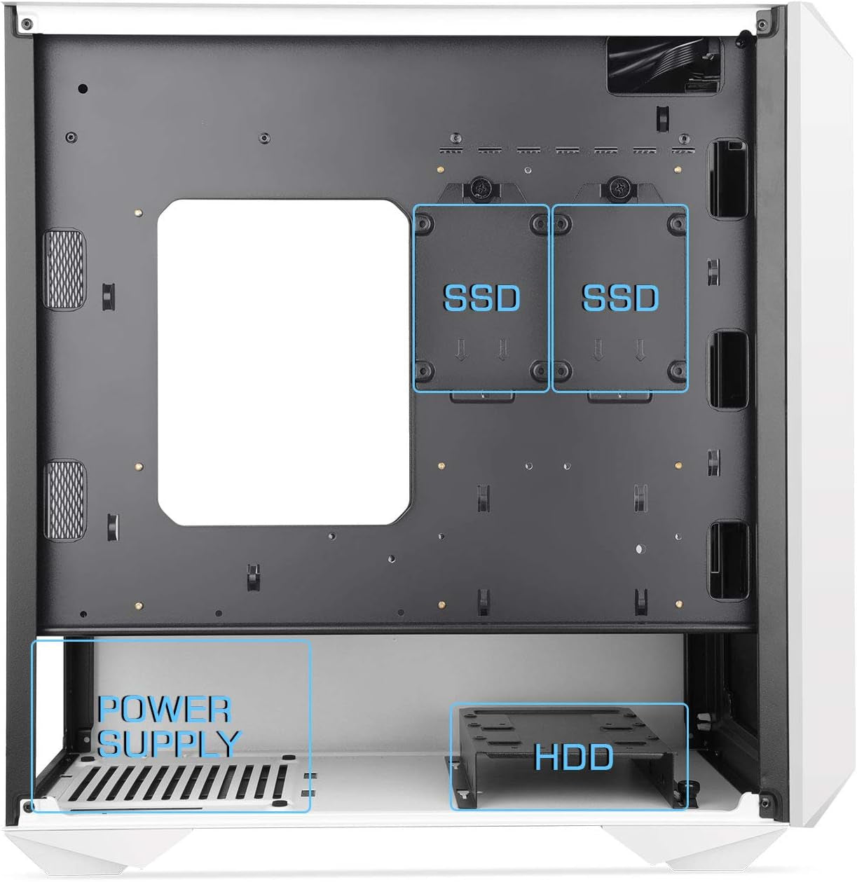 Typhon ATX Mid Tower PC Gaming Case with Graphics Card Vertical Mounting, USB 3.0 Ports Tempered Glass Side Panel & Decent Cable Management/Airflow White