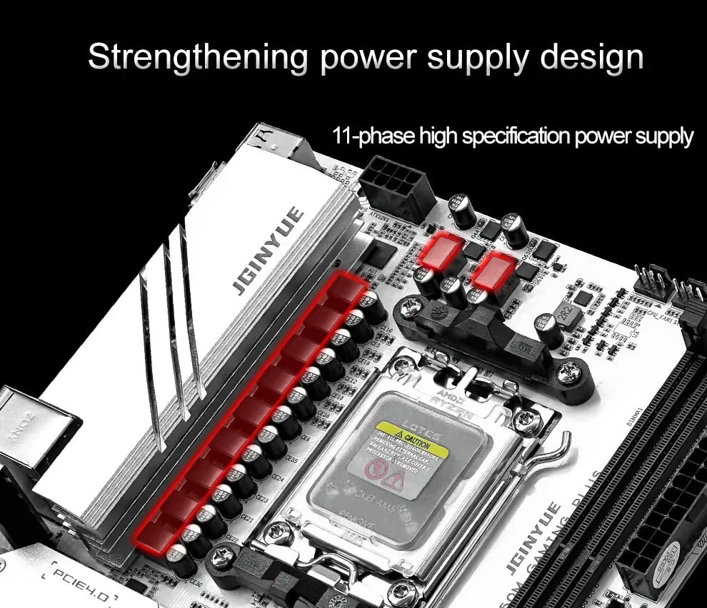 JGINYUE B650 Gaming Motherboard with DDR5 Support for AMD R7000, 8000, and 9000 Series - Socket AM5 B650M GAMING PLUS