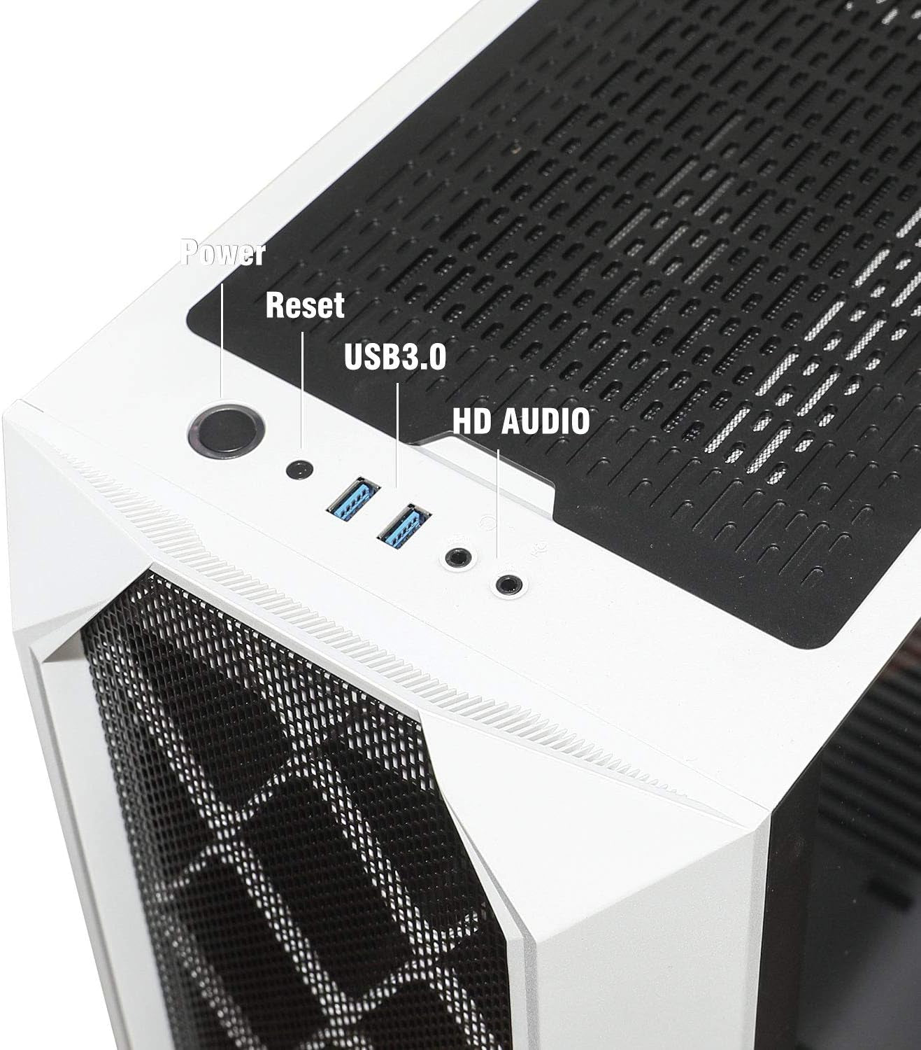 Typhon ATX Mid Tower PC Gaming Case with Graphics Card Vertical Mounting, USB 3.0 Ports Tempered Glass Side Panel & Decent Cable Management/Airflow White