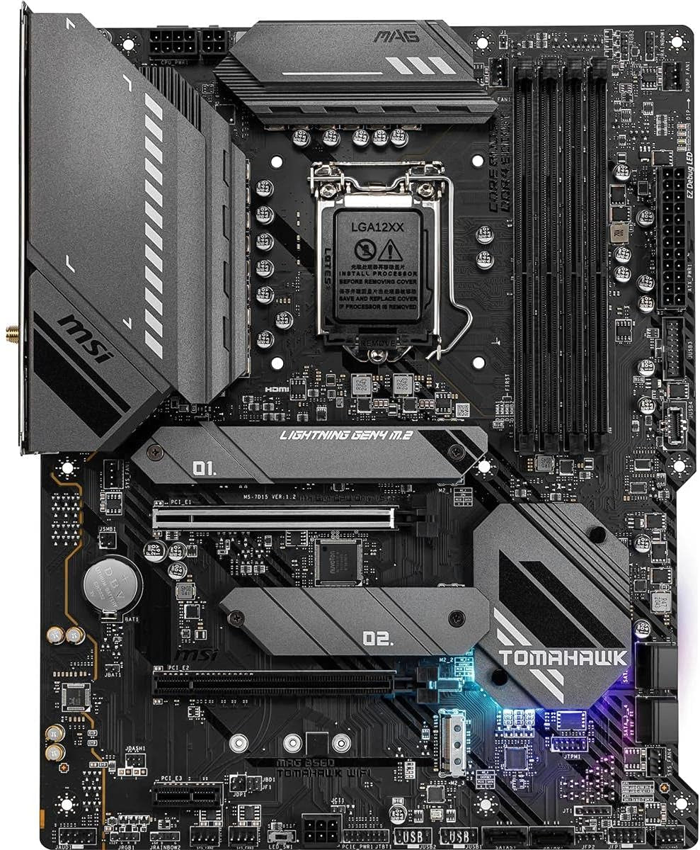 MAG B560 Tomahawk Wifi Gaming Motherboard (ATX, 11Th/10Th Gen Intel Core, LGA 1200 Socket, DDR4, CFX, M.2 Slots, USB 3.2 Gen 2, 2.5G LAN, DP/HDMI, Wi-Fi 6E, Mystic Light RGB)