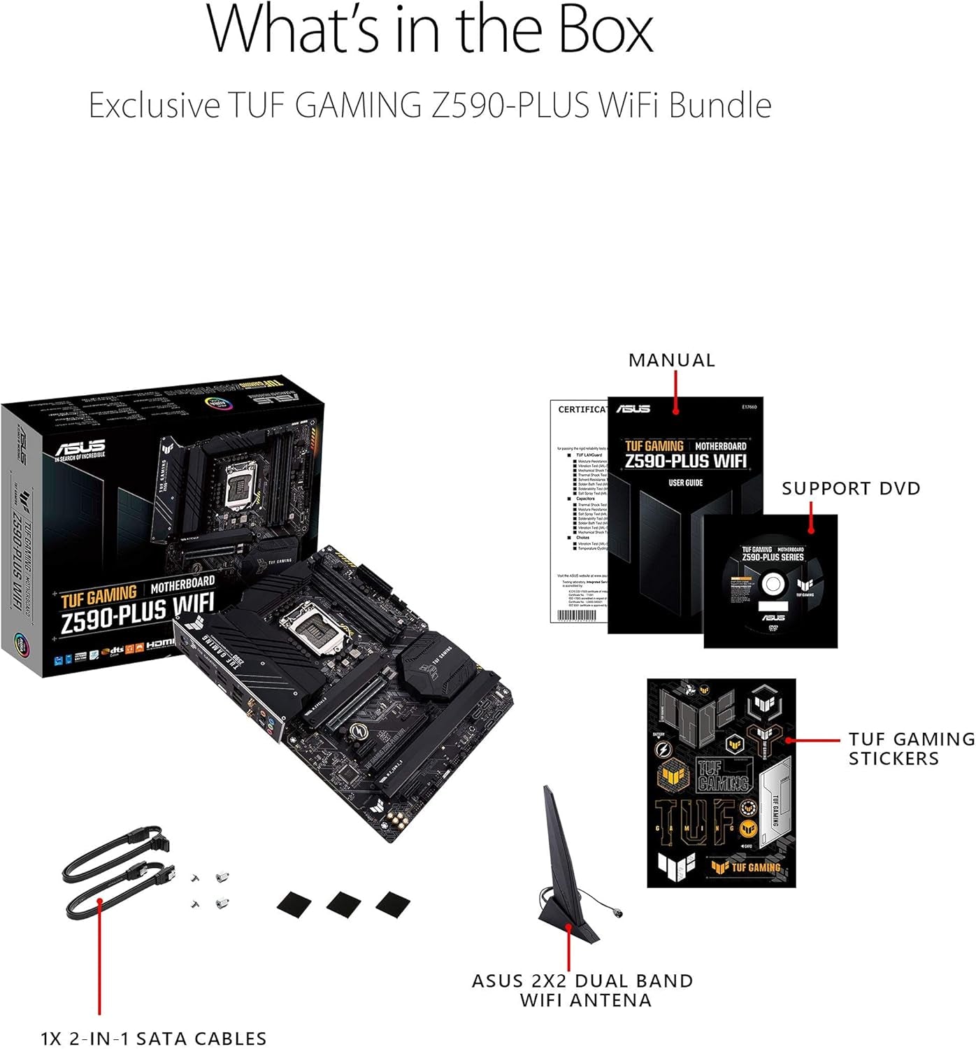 TUF Gaming Z590-Plus Wifi 6 LGA 1200 (Intel 11Th/10Th Gen) ATX Gaming Motherboard (Pcie 4.0, 3Xm.2/Nvme SSD, 14+2 Power Stages, USB 3.2 Front Panel Type-C,2.5Gb LAN, Thunderbolt 4, Aura RGB)