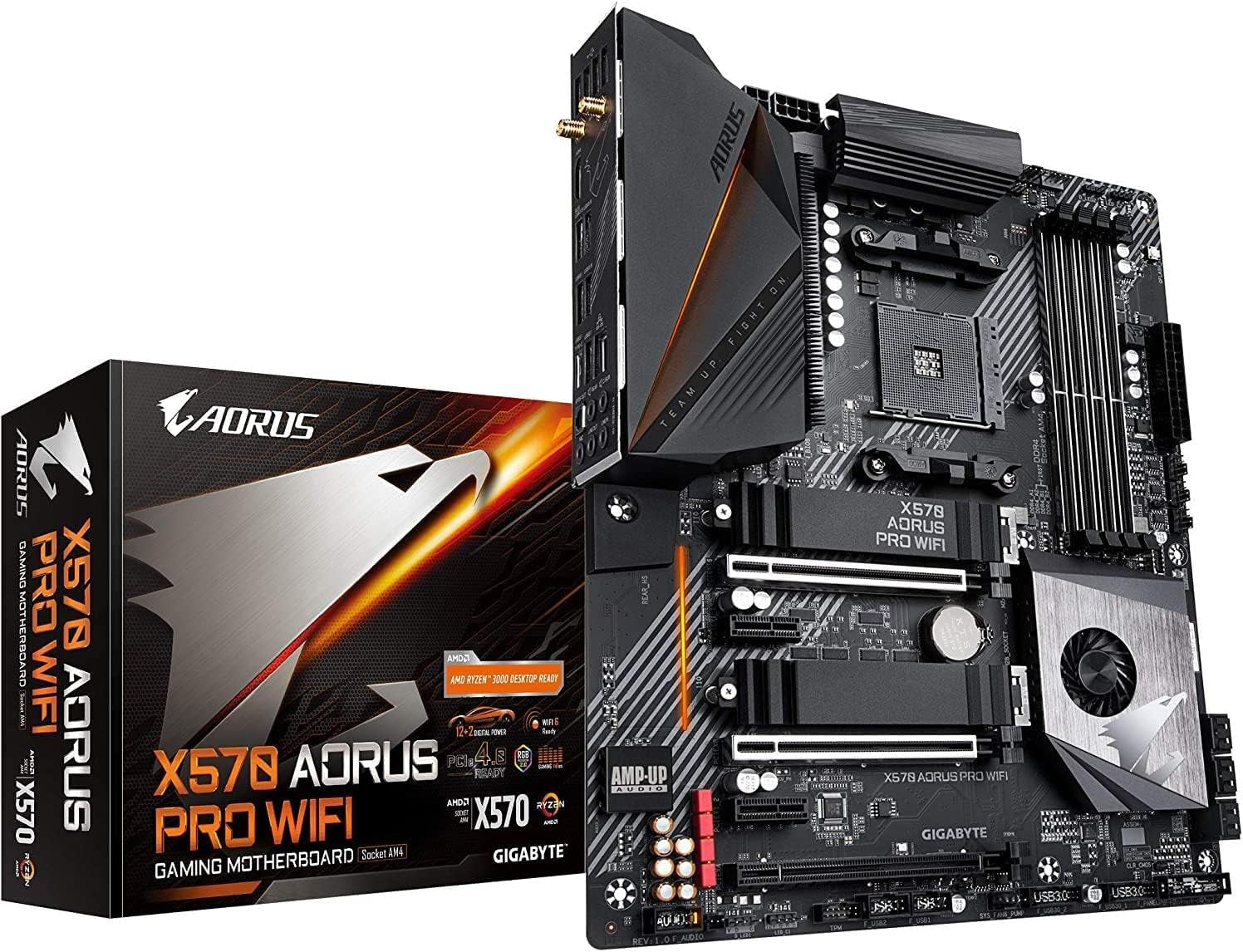 X570 AORUS PRO Wi-Fi (AMD Ryzen 3000/X570/Atx/Pcie4.0/Ddr4/Usb3.1/Realtek Alc1220-Vb/Fins-Array Heatsink/Rgb Fusion 2.0/2Xm.2 Thermal Guard/Gaming Motherboard)