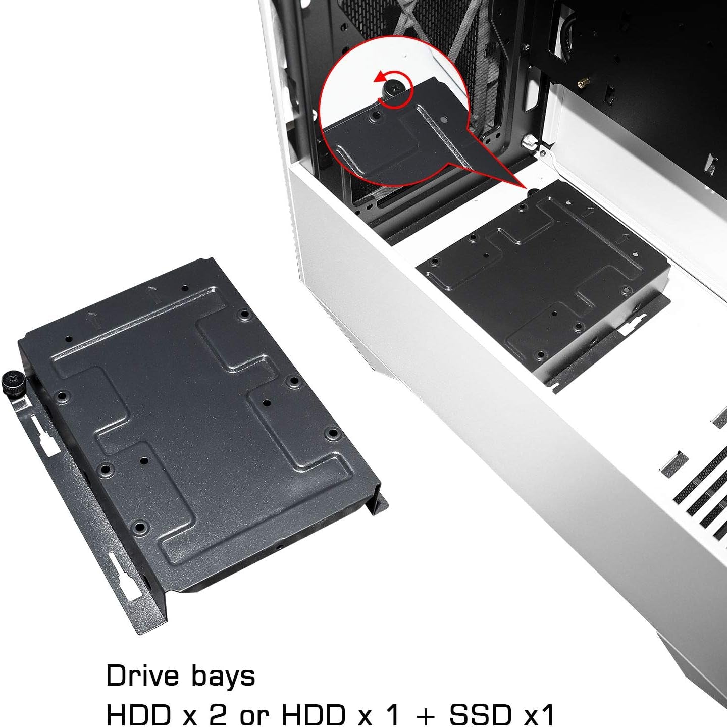 Typhon ATX Mid Tower PC Gaming Case with Graphics Card Vertical Mounting, USB 3.0 Ports Tempered Glass Side Panel & Decent Cable Management/Airflow White