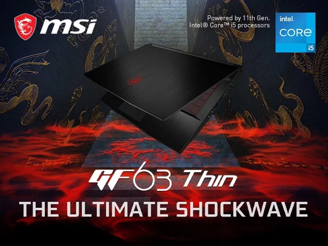 GF63 Thin 15.6" Gaming Laptop, FHD 144Hz, Intel Core I5-11400H, NVIDIA Geforce RTX 3050, 8GB Memory, 512GB Nvme SSD, Windows 11, 11UC-692