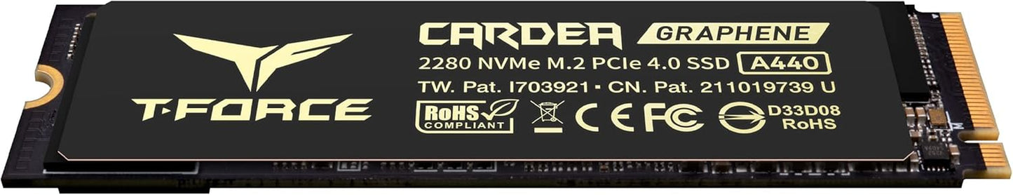 T-FORCE A440 Aluminum Heatsink 2TB DRAM SLC Cache 3D NAND TLC Nvme Pcie Gen4X4 M.2 2280 Internal SSD R/W 7000/6900 Mb/S TM8FPZ002T0C327