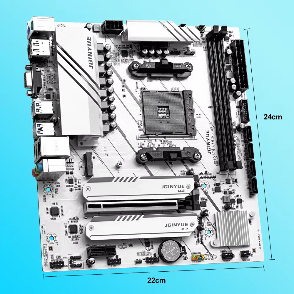 JGINYUE B550M Gaming Micro ATX Motherboard with DDR4 ARGB Support for AMD AM4 Processors and SATA 6Gb/s Connectivity