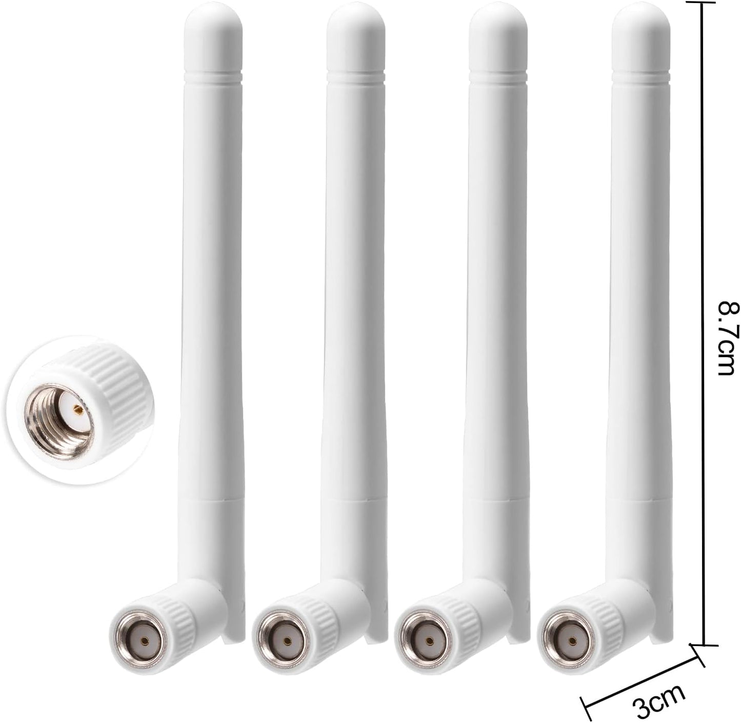 External Wifi Antenna RP-SMA 2.4Ghz 5Ghz 5.8Ghz 3Dbi Dual Band Wireless Antennas Replacement (4-Pack) for Wifi Router Security IP Camera Access Point USB Wifi Adapter
