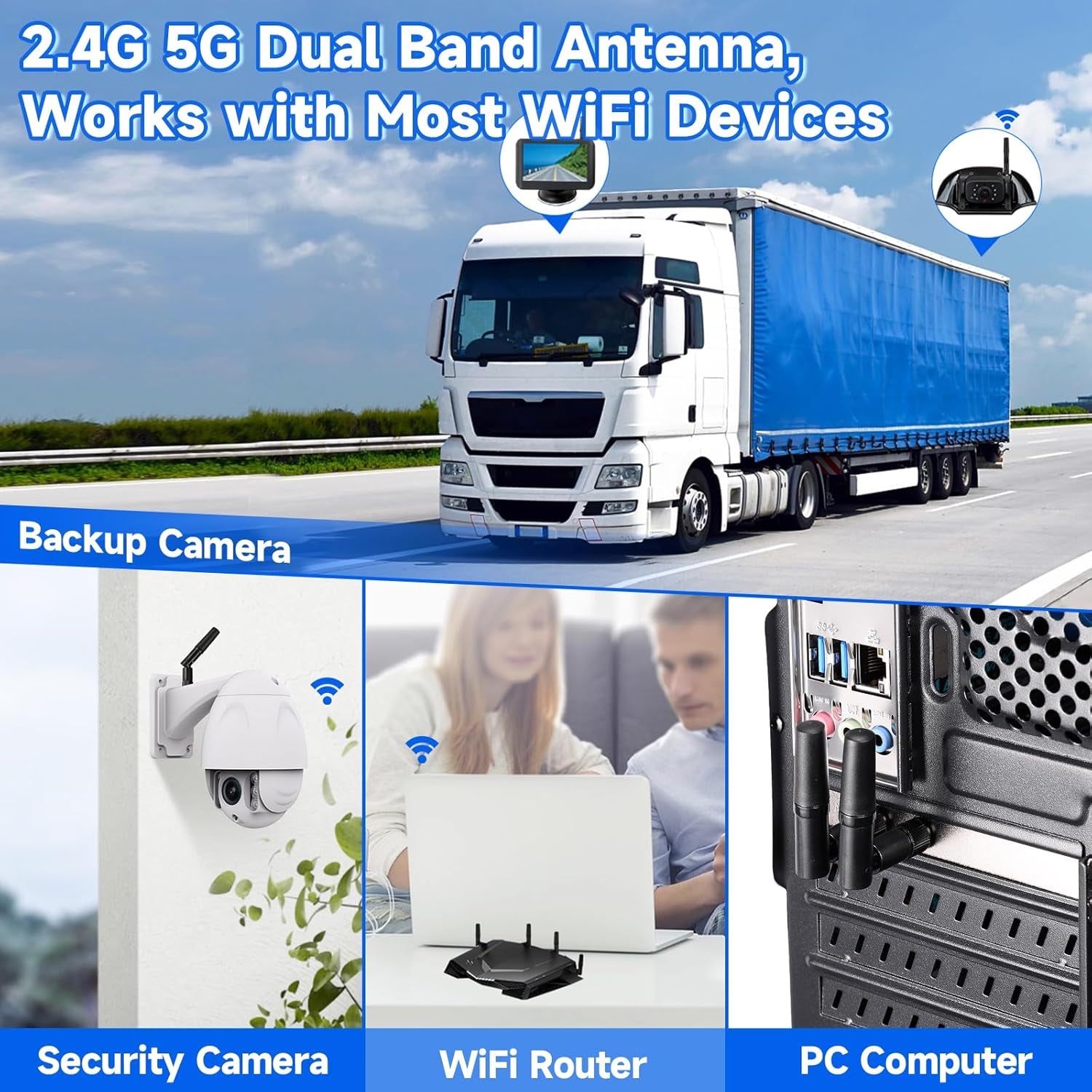 Small Wifi Antenna Dual Band 2.4Ghz 5Ghz RP-SMA Antenna 2Pcs for PC Desktop Computer Pcie Card Wifi Router Wireless Back up Camera