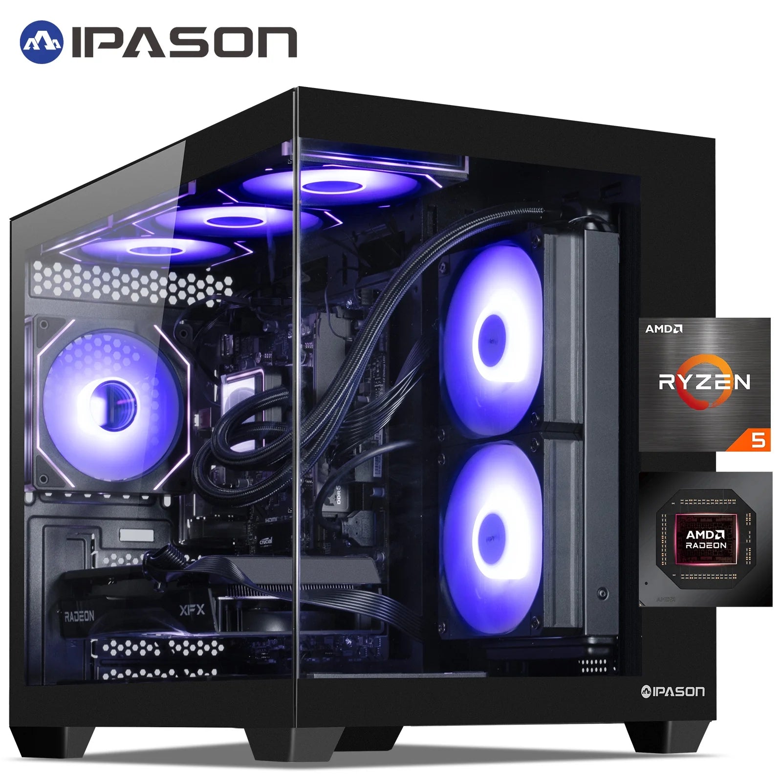 Gaming PC - AMD Ryzen 5 9600X, Radeon RX 7650 GRE, 16GB DDR5, 1TB Nvme SSD, 650W Gold PSU, Wi-Fi, Liquid Cooling, ARGB Fans, Windows 11 Home (Prebuilt Desktop)New