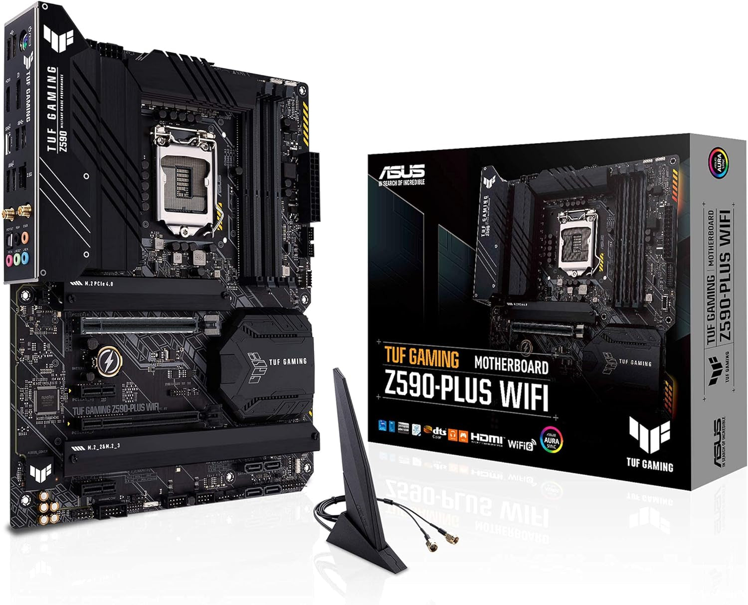 TUF Gaming Z590-Plus Wifi 6 LGA 1200 (Intel 11Th/10Th Gen) ATX Gaming Motherboard (Pcie 4.0, 3Xm.2/Nvme SSD, 14+2 Power Stages, USB 3.2 Front Panel Type-C,2.5Gb LAN, Thunderbolt 4, Aura RGB)